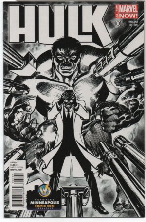 HULK #1 – WIZARD WORLD MINNEAPOLIS B&W VARIANT – MARK WAID – MIKE GRELL COVER - 2014