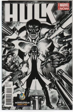 HULK #1 – WIZARD WORLD MINNEAPOLIS B&W VARIANT – MARK WAID – MIKE GRELL COVER - 2014