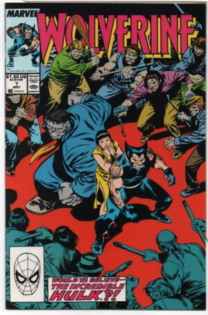 WOLVERINE #7 – HULK APPEARANCE – CHRIS CLAREMONT – JOHN BUSCEMA COVER – DIRECT - 1989
