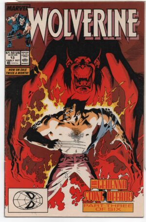 WOLVERINE #13 – GEHENNA STONE AFFAIR – PETER DAVID – KEVIN NOWLAN COVER – DIRECT - 1989