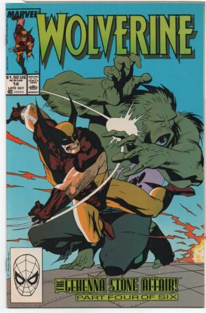 WOLVERINE #14 – GEHENNA STONE AFFAIR – PETER DAVID – KEVIN NOWLAN COVER – DIRECT - 1989