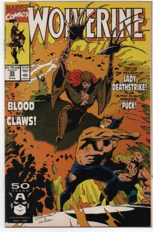 WOLVERINE #35 – BLOOD AND CLAWS – LARRY HAMA – MARC SILVESTRI COVER – DIRECT - 1991