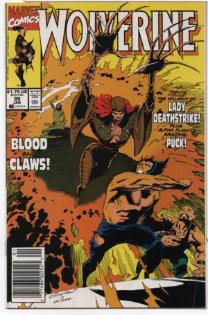 WOLVERINE #35 – BLOOD AND CLAWS – LARRY HAMA – MARC SILVESTRI COVER – NEWSSTAND VARIANT - 1991