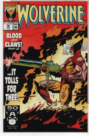 WOLVERINE #36 – BLOOD AND CLAWS – LARRY HAMA – MARC SILVESTRI COVER – DIRECT EDITION - 1991